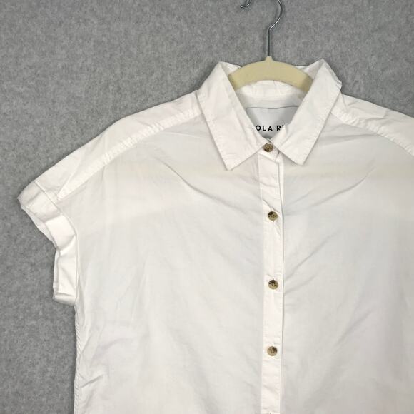 Lola River Anthropologie Shirt Women Small White Button Cuff Boxy Capsule Blouse - Picture 2 of 9